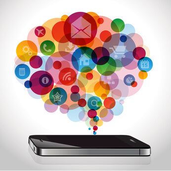 Smartphone with apps colorful