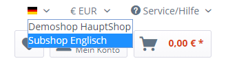Liste der Verfügbaren Shops im Frontend