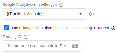 Einstellungen für die Variable