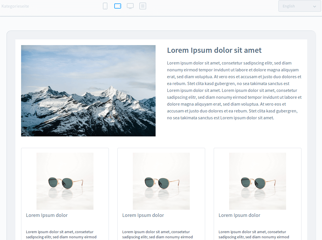 Erlebniswelten Designer und Vorschau