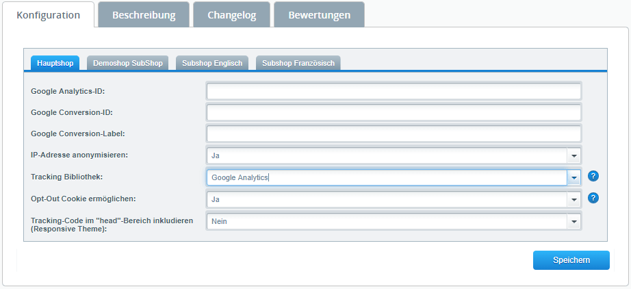 Konfiguration des Google Integration Plugin