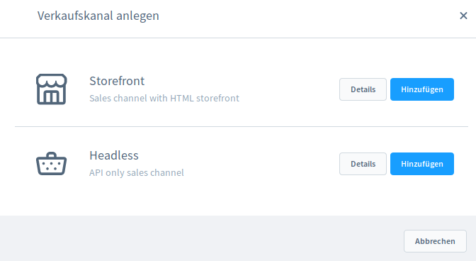 Vorauswahl Verkaufskanal