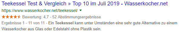 Beispiel für Rich Snippets