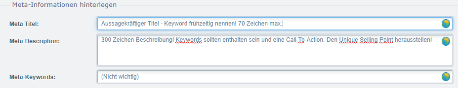 Beispiel für Meta Daten