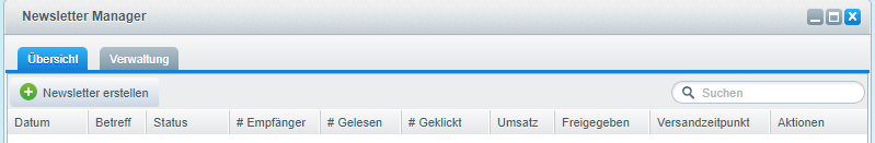 Übersicht für den Newsletter Manager