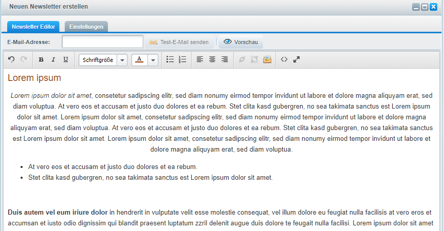 Beispiel Newsletter Text