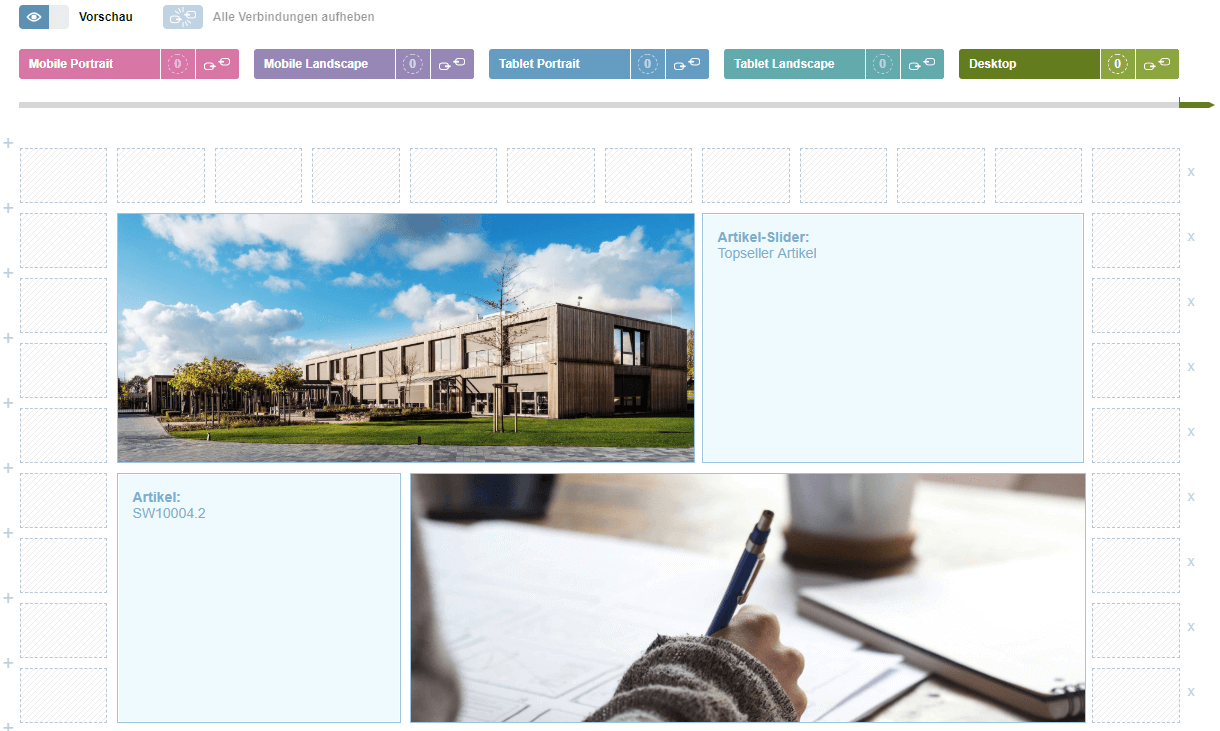 Beispiel für Einkaufswelten im Backend