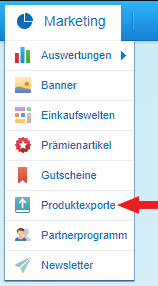 Navigation zum Produktexport
